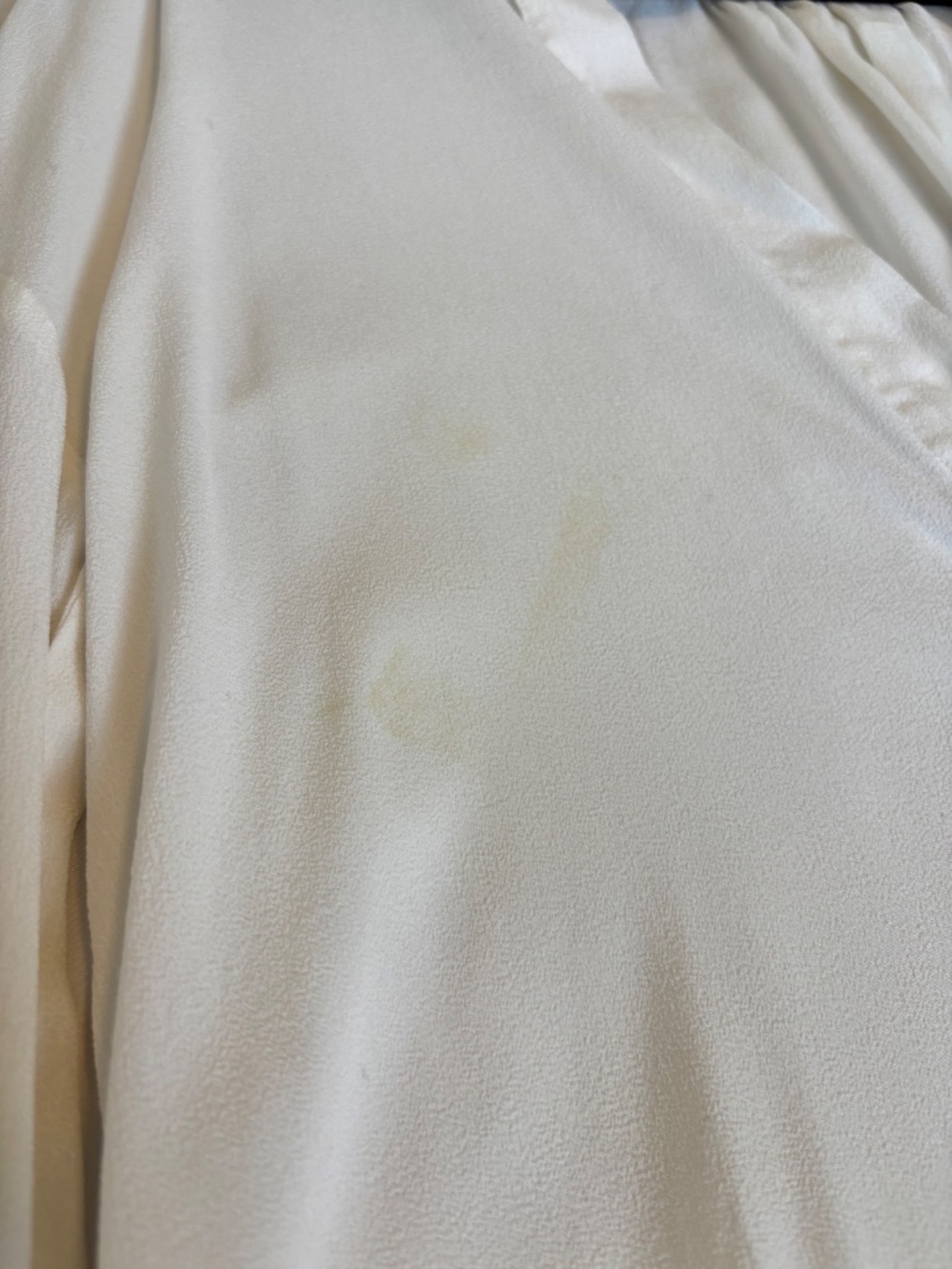 Aritzia Babaton 100% Cupro Blouse | Ivory Long Sleeve Tunic Top | XS - Picture 3 of 5